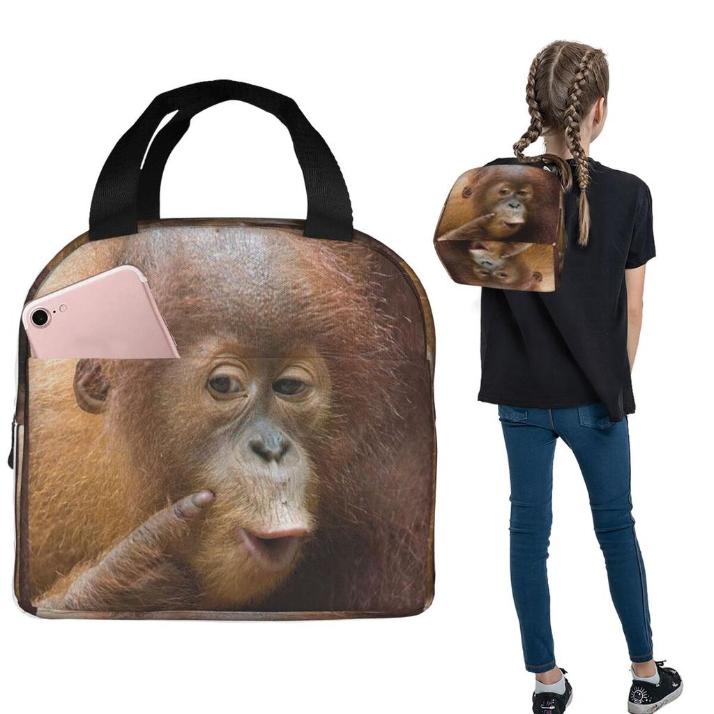 Gorilla Face Print Insulated Lunch Bag for Women Children Portable Food Boxes Thermal Lunch Box Tote