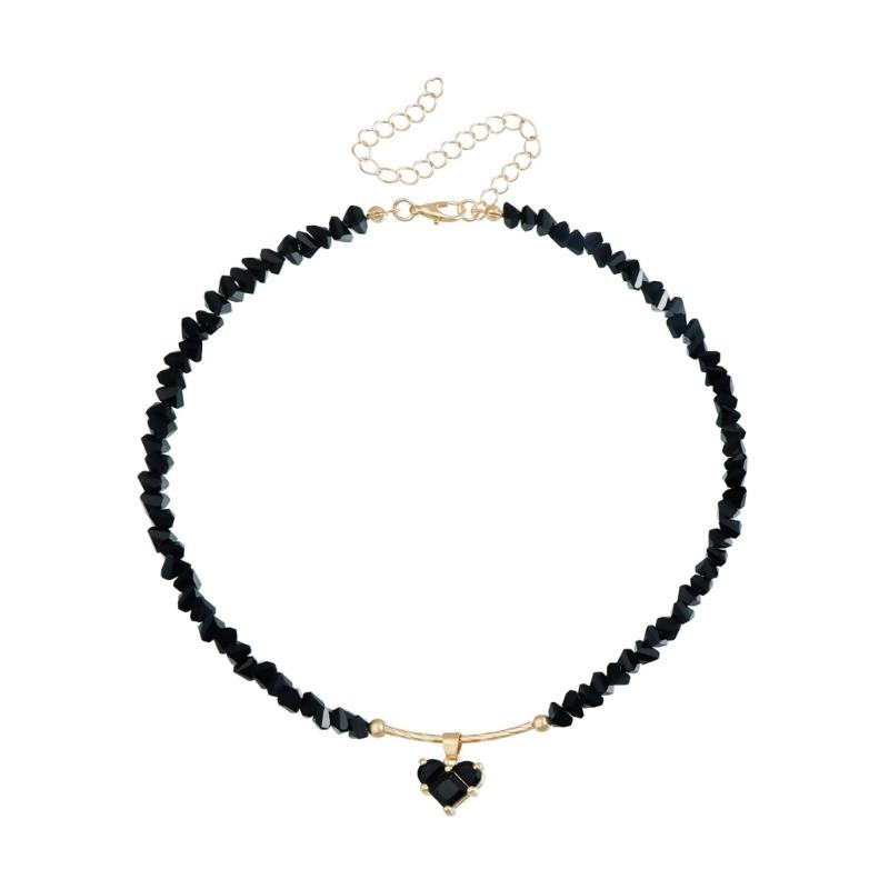Elegant Love Crystal And Glass Bead Pendant Necklace Exquisite Craftsmanship Clavicle Chain For Meaningful Moment
