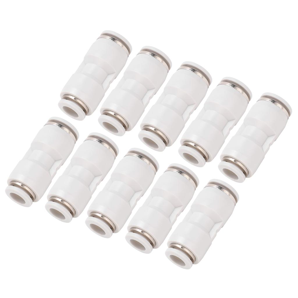 10Pcs Straight Reducing Connector Quick Release Pnuematic Air Hose Reducer Tube Fittings White