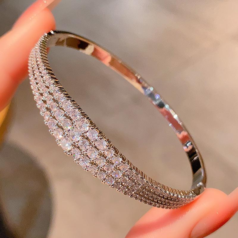 

Браслет из сверкающего циркония для женщин, регулируемый браслет, свадебные украшения, корейская мода белый