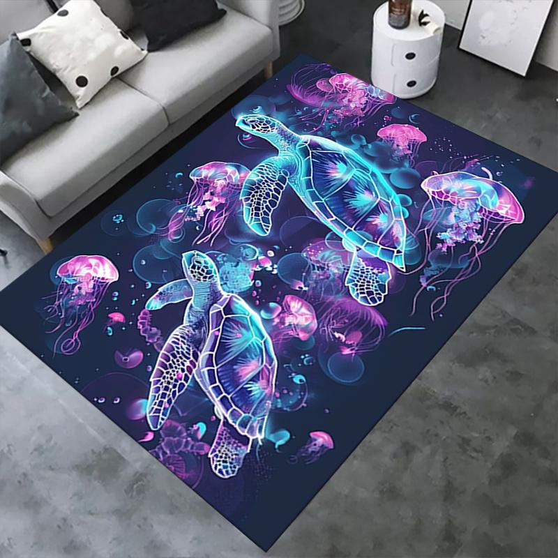 1pc Sea turtles,Jellyfish,Underwater Office Carpet Soft Polyester Entrance Carpet Washable Non slip