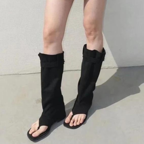 

Женские ботильоны с открытым носком в елочку, замшевые ботильоны на меху с внутренней платформой, весенне-летние новинки, два варианта носки, ботильоны-чулки, удобные сандалии 40 чёрный