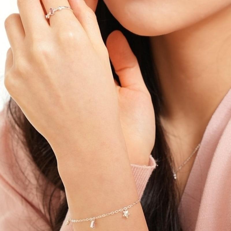 BELLOOGGI Pink Tourmaline Little Star Bracelet