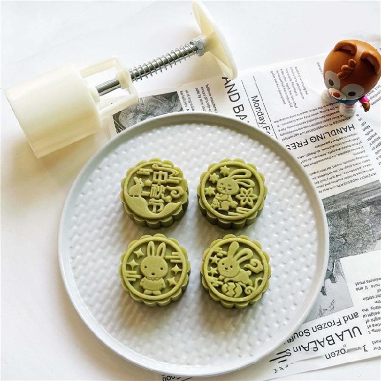 Hand-Pressure Moon Cake Mold Cookie Stamps Round Moon Cake Maker Easy To Use