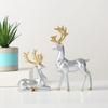 2Pcs Creative Resin Reindeer Sculpture Modern Elk Figurine Deer Desktop Ornament  Table Decor