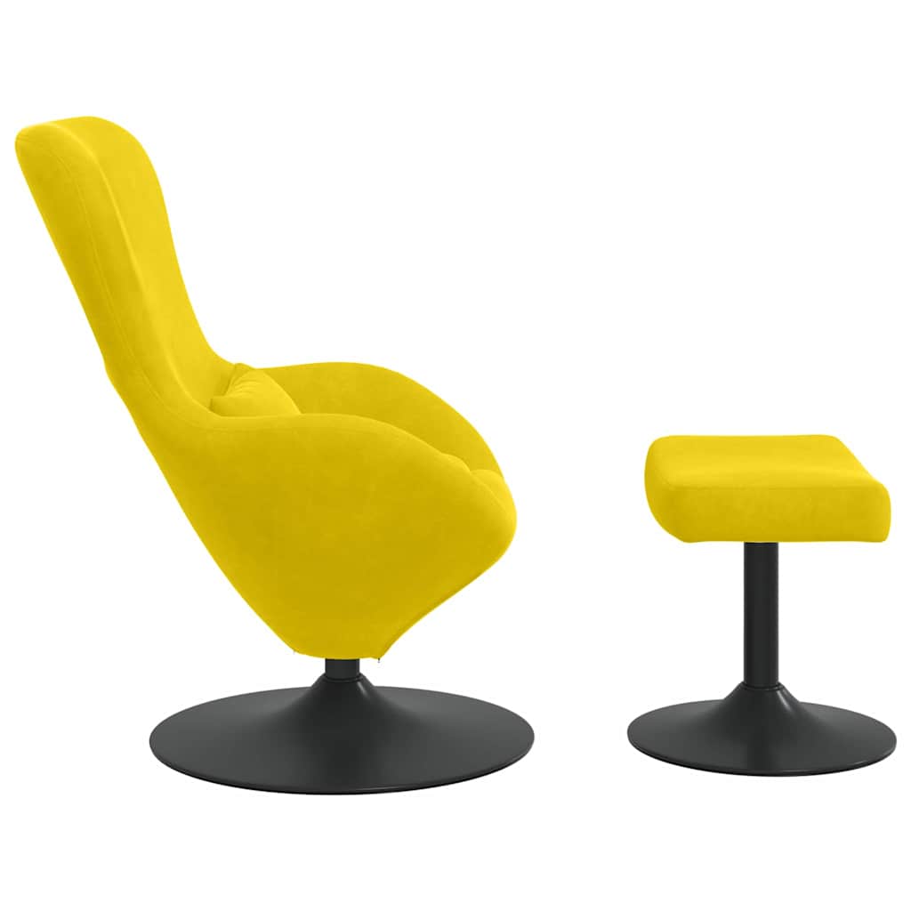 Egg Chair with Footstool Yellow Velvet