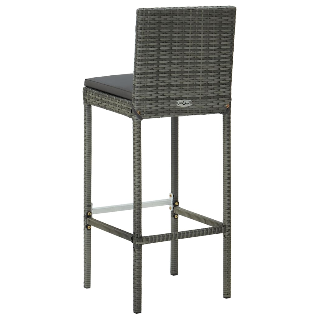 Garden Bar Stool with Cushion 4 pcs Grey Poly Rattan