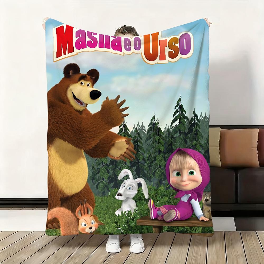 

Мультфільм М-Маша та Ведмідь Плед для дивана ліжка офісу, м який, пухнастий, теплий, приємний до шкіри, для зимового сну 30x40in