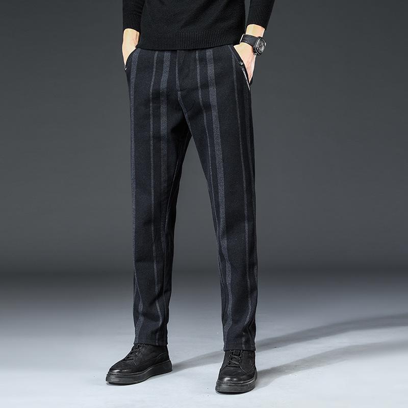 Pánské úzké pruhované elastické kalhoty: Trendy Business Casual kalhoty