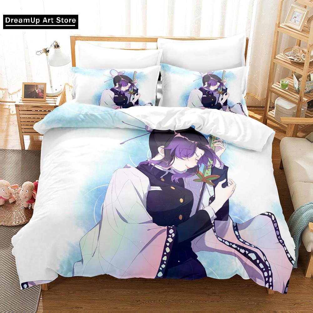 3D Print Kochou Shinobu Anime Demon Slayer Bedding Set Cute Quilt Cover Bed Cover With Pillowcase Twin Single Queen King Size