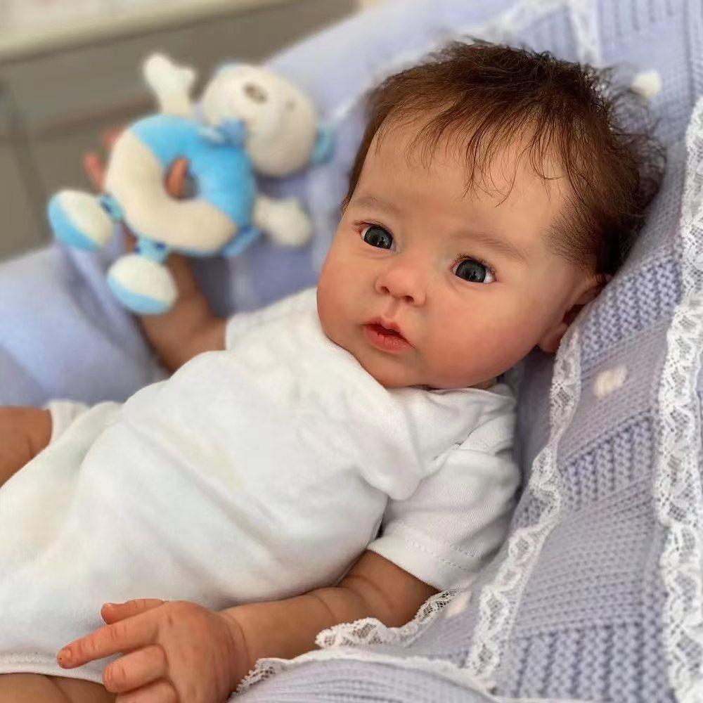 19 Inch Lifelike Reborn Baby Dolls Lali Soft Cloth Body with PP Cotton Simulation Doll Cute True To Like Bebe Newborn Dolls for Kids Birthday Present