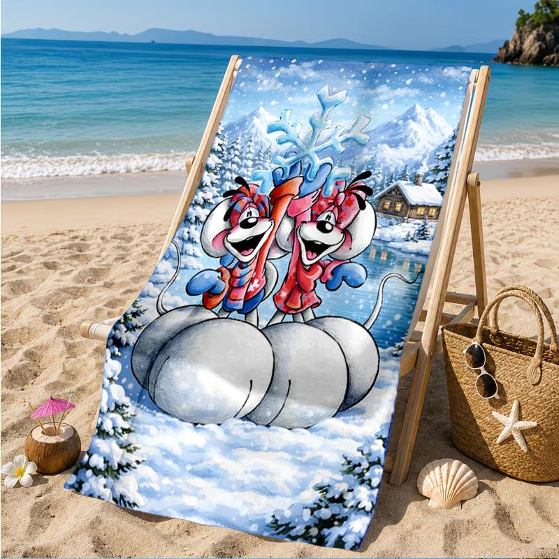 Serviette de plage Diddl Amour et Amitié Couleurs Pastel, Séchage Rapide, Facile d'Entretien, Convient aux Activités Sportives et aux Vacances à la Plage, Essentiel de Sport