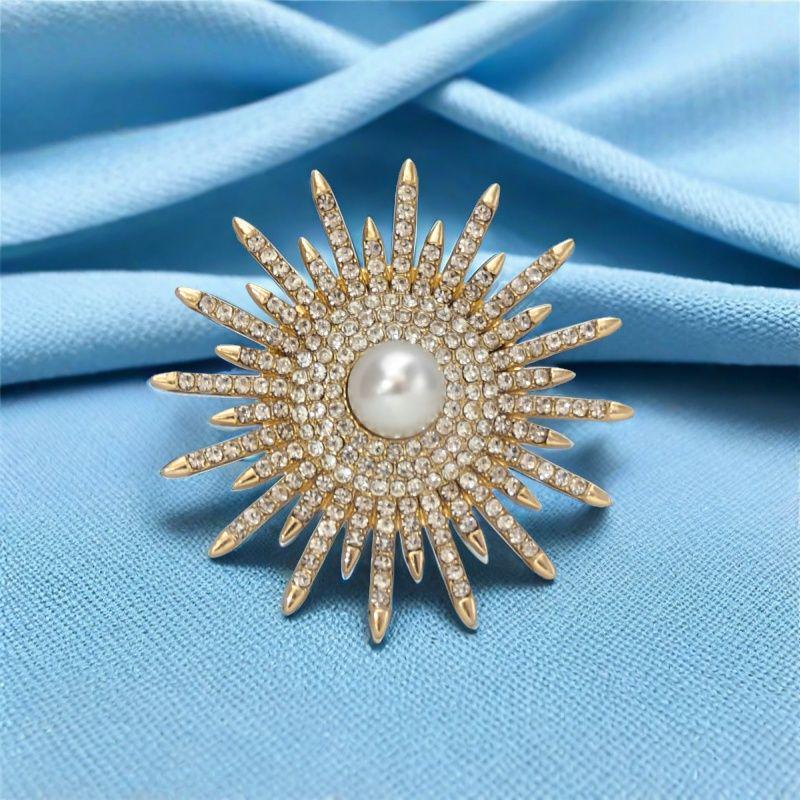 Neues High-End Damen Luxus Sonnenblumen Strass Broschen Pin Accessoire.