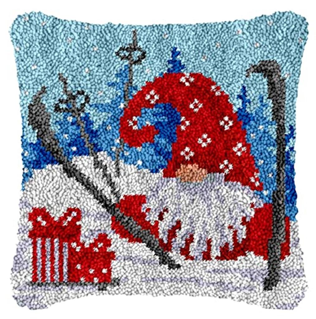 Christmas Deer Latch Hook Kit Santa Claus Knot Pillow Package Embroidery Latch Hook Kits Cushion Pillowcase Set For Needlework