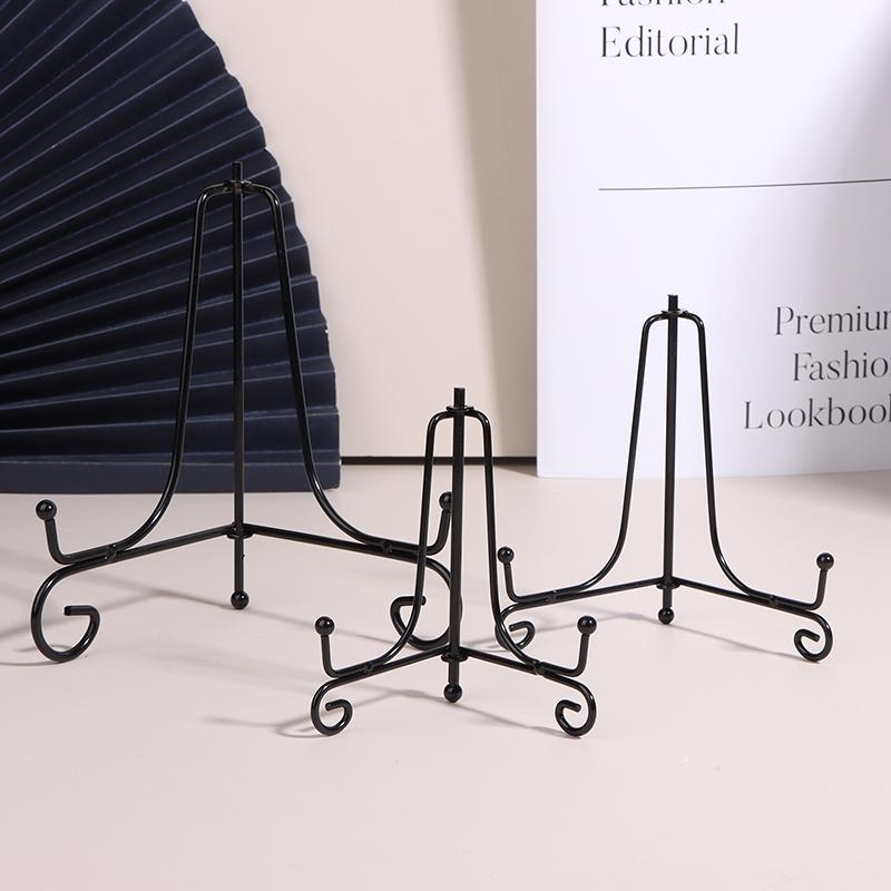 Black Sliver Iron Easel Display Stand Book Holder Photo Pedestal Bowl Dish Frame Picture Plate Rack Easel Crafts Bracket