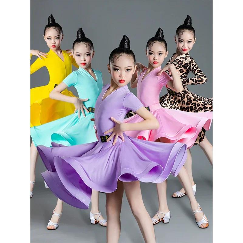 Costume Competition Uniform Kids Clothes Children Clothing Latin Dance Wear Fringe Skirt Latin Dance Dress Stage Performance
