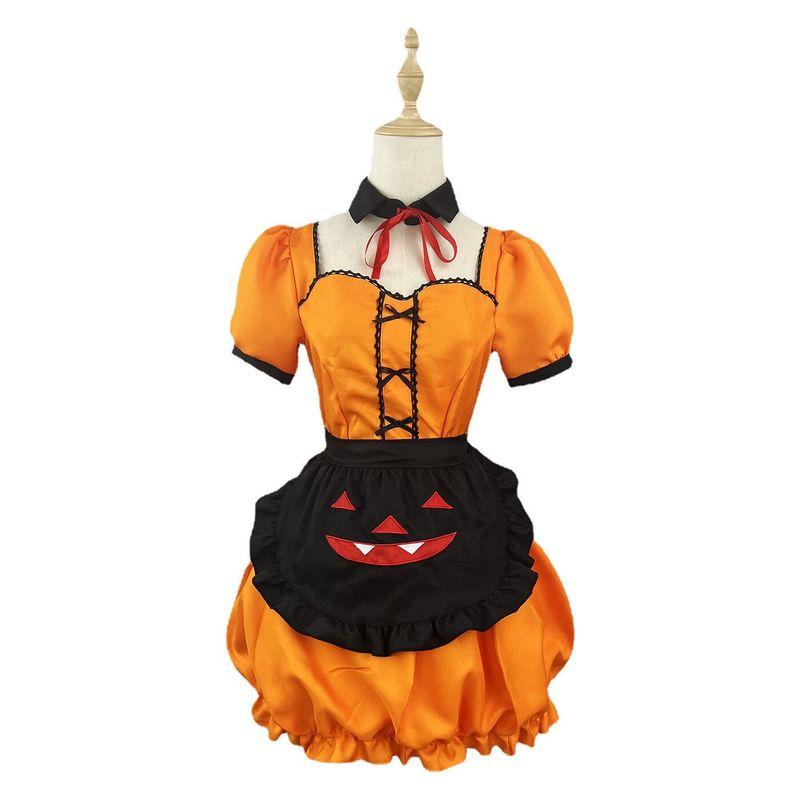 Original Cross-Border Amazon Halloween Pumpkin Maid Costume Cosplay Outfit Lolita Cute Anime Girl