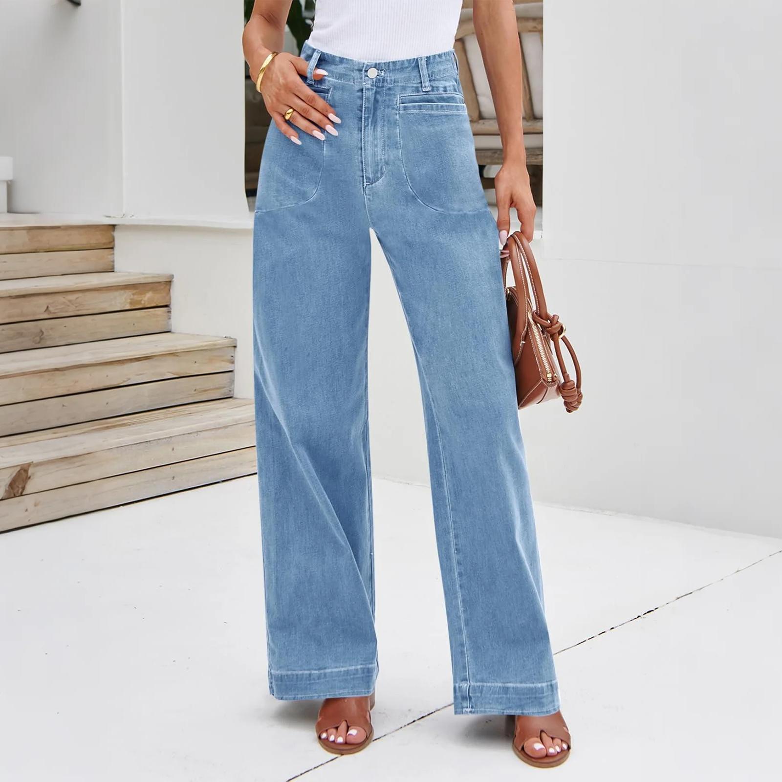 Женские ретро джинсы прямого кроя с высокой посадкой S