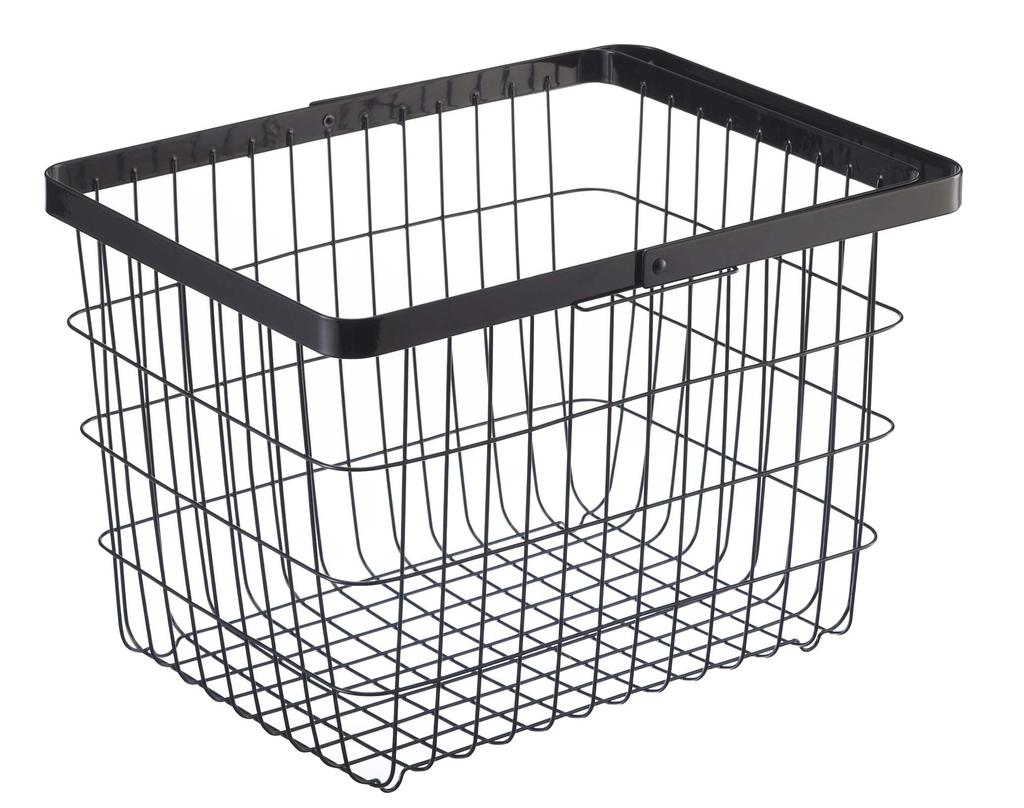 Yamazaki Tower Laundry Wire Basket, Medium, Black, Approx. W41 x D30 x H26.5cm, with Handle, 3161