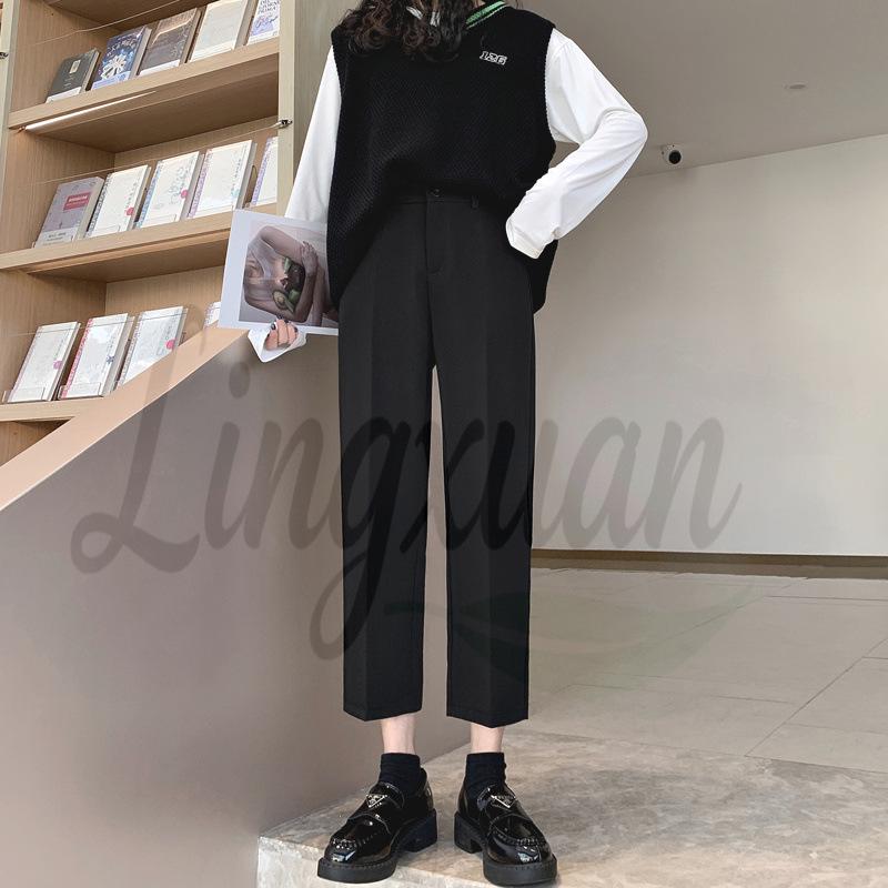 

Women s Loose Drapey High Waist Cropped Trousers - Plus Size 2XL чёрный
