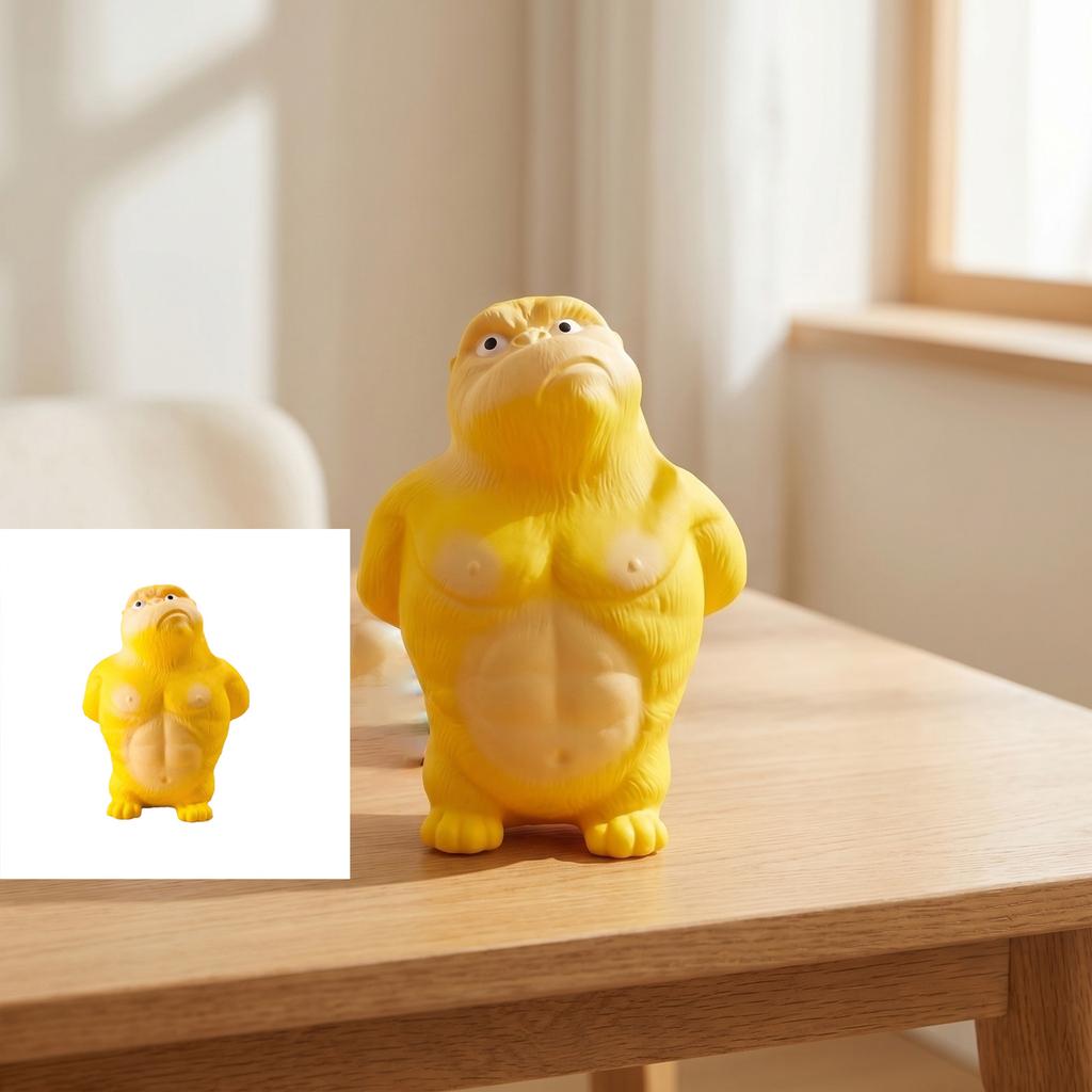 PU Slow Rebound Gorilla Shaped Squeeze Toy Stress Relief Soft Decompression Figure for Office Home Classroom Desk