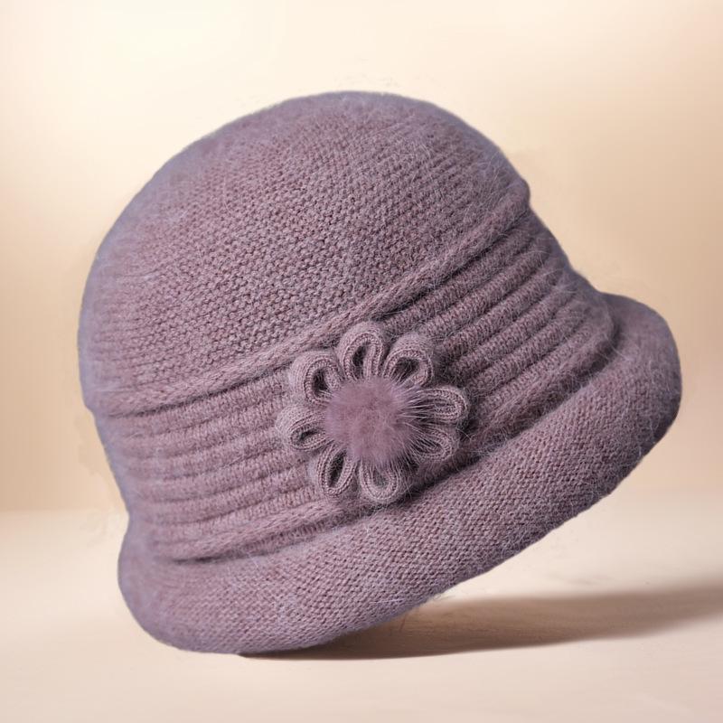 

Women s Winter Warm Thickened Knitted Wool Cloche Hat for Middle-Aged and Elderly Moms