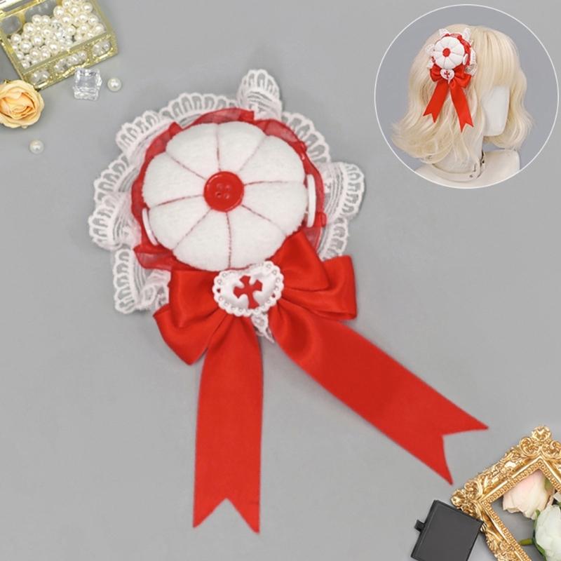 Anime Style Hair Clip Lace Barrettes And Button For Secure Bun Hold In Various Occasion Comfortable Hairpin