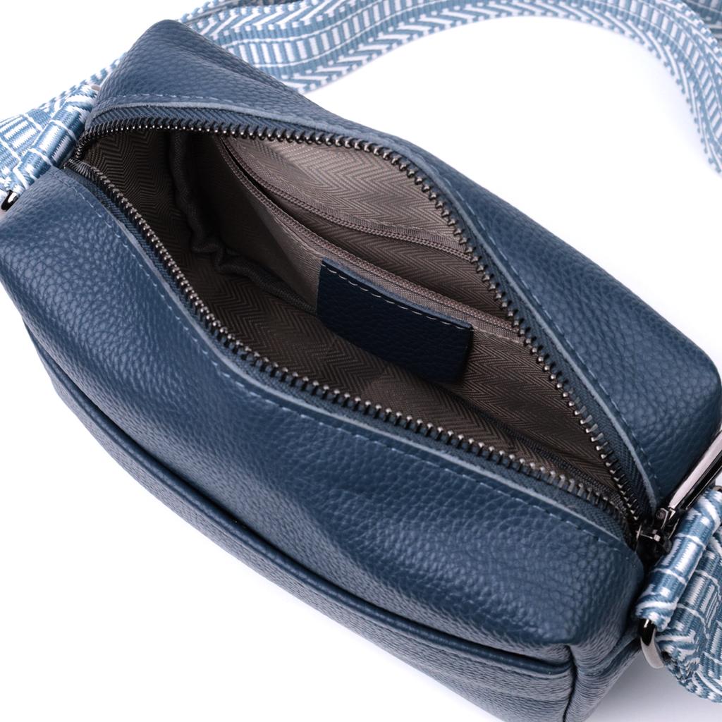 Trendy Bag with One Compartment for Stylish Women Made of Genuine Leather Vintage 22605 Blue