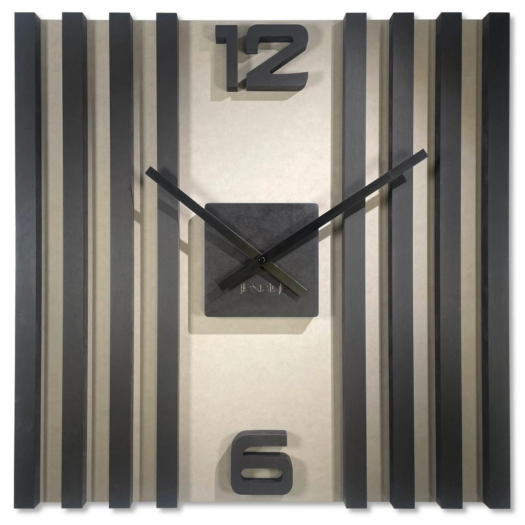 Black lamella wall clock SQ 60cm
