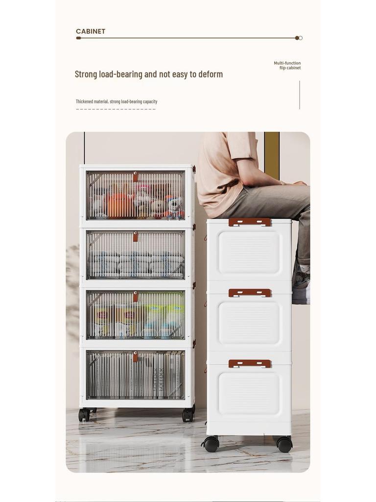 Freestanding Multi-layer Storage Cabinet with Flip-top for Kitchen, Living Room, or Toys