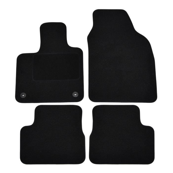 Tapis de sol - Fiat - 500e - Velours noir - 4 pièces - Antidérapant - Sur mesure