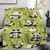 Green Background Panda Bamboo Flower Cute Fleece Blanket For Cozy Bedroom Decor Lightweight Plush Throw Blanket Cover