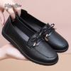 Fashion Spring Autumn Bow Mom's Flat Loafers Soft Sole PU Leather Shoes for Women Slip On Comfortable Casual Shoes Grandma Gift Loafers