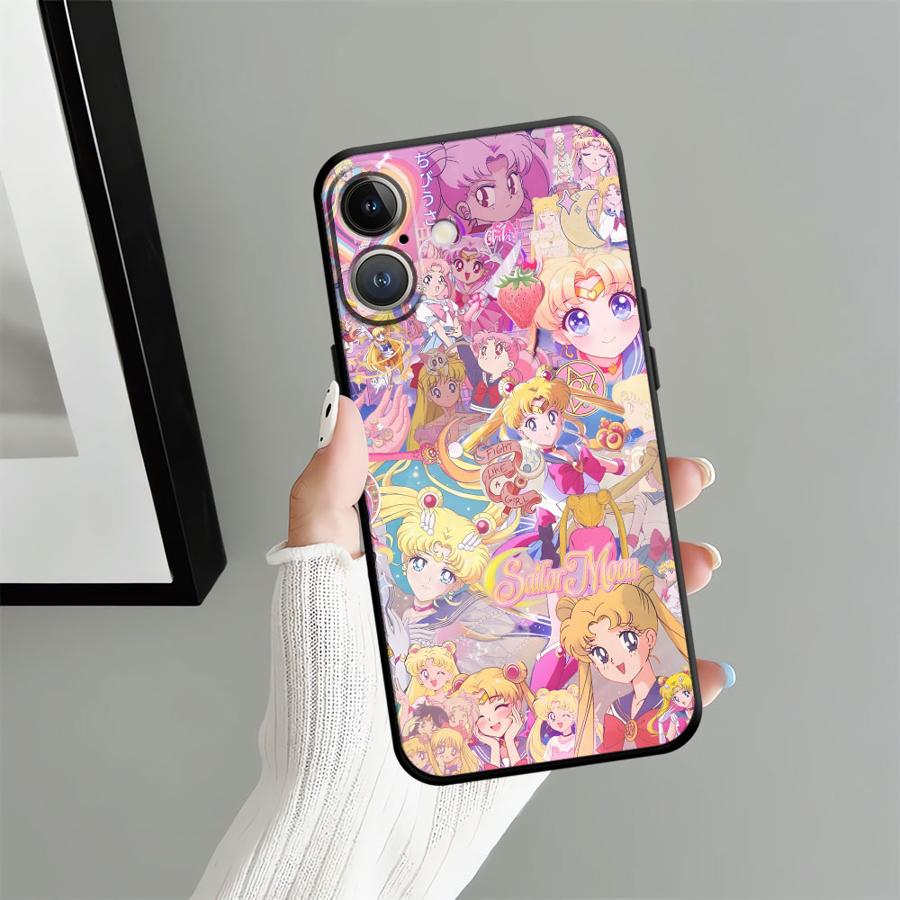 

Красивый чехол Сейлор Мун для iPhone XS Max 15 16 14 Plus 7 8 17Air 13 12 11 17 Pro Max XR Черный Мягкий чехол для телефона iPhone SE (2020)