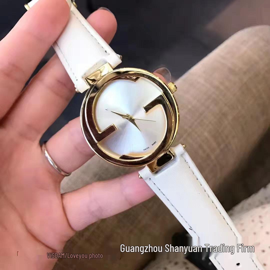 

Женские кварцевые модные часы WeChat Business Gujia серии Double G с круглым циферблатом Standard Size белый