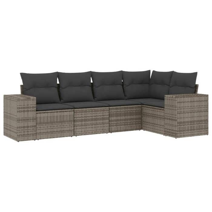 VidaXL Garden Lounge Set with Cushions 5 Pcs, Patio Sofas, Patio Furniture Set, Outdoor Furniture, Grey 3254867