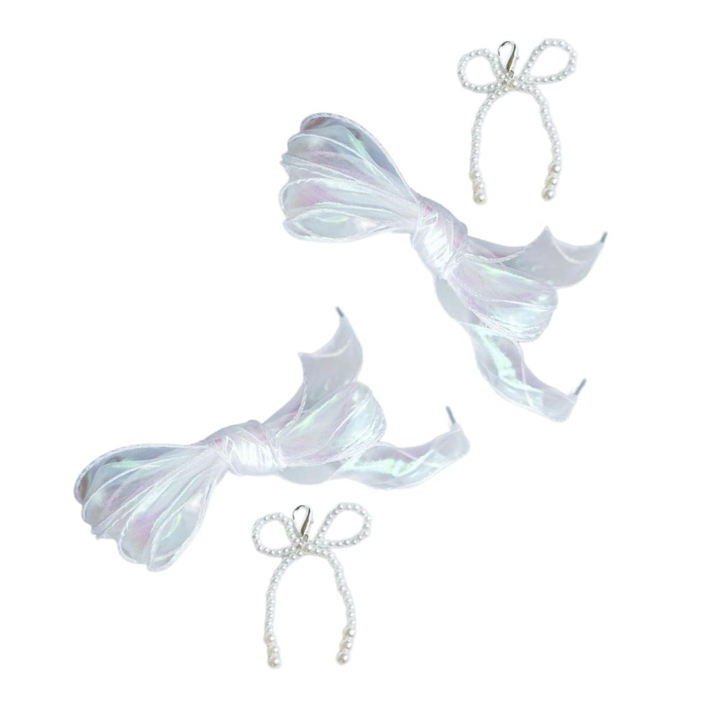 Sweet Bowknot Shoe Decoration Bag Pendant Pearl Lace Shoe Buckle Ornament for Jewelry Making DIYs Keychain Accessories