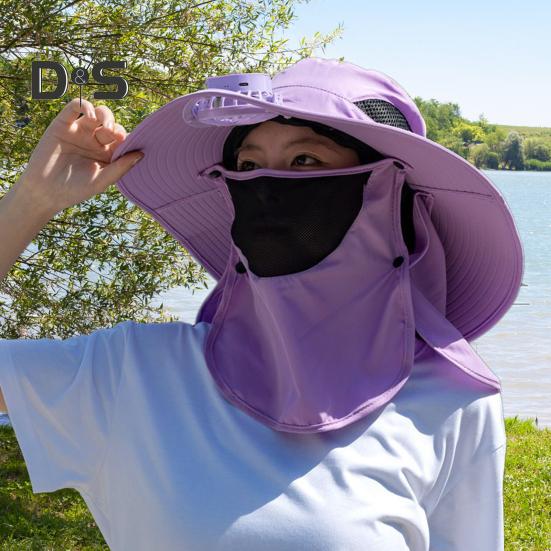 Fisherman Hat with Removable Fan Rotatable USB Fan Wide Brim Sun Hat UPF50+ Protection Adjustable Circumference Fishing Hat