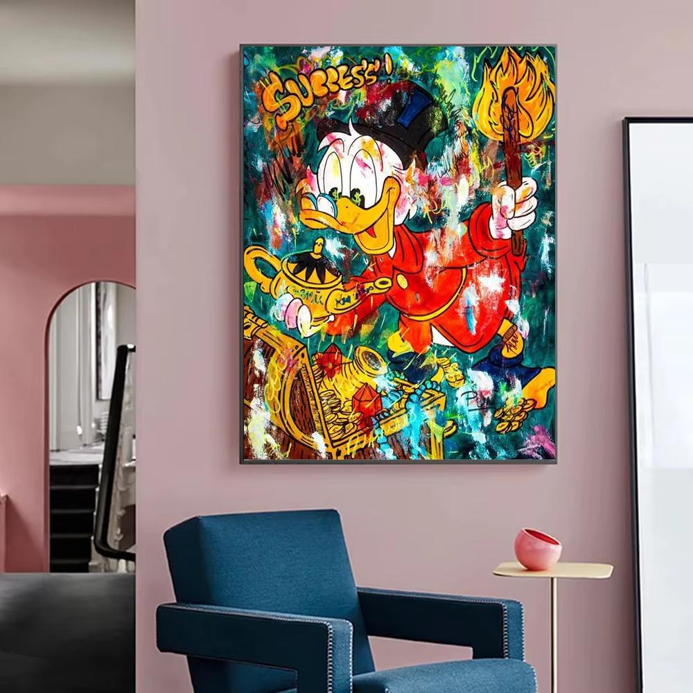 Donald Duck Diamond Painting Scrooge Mcduck Money Cartoon Graffiti Wall Poster Prints Living Room Home Pictures Decor