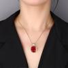 Jewelry Simulation Red Corundum Gold Retro Exquisite Pendant Necklace Main Stone 16 * 16
