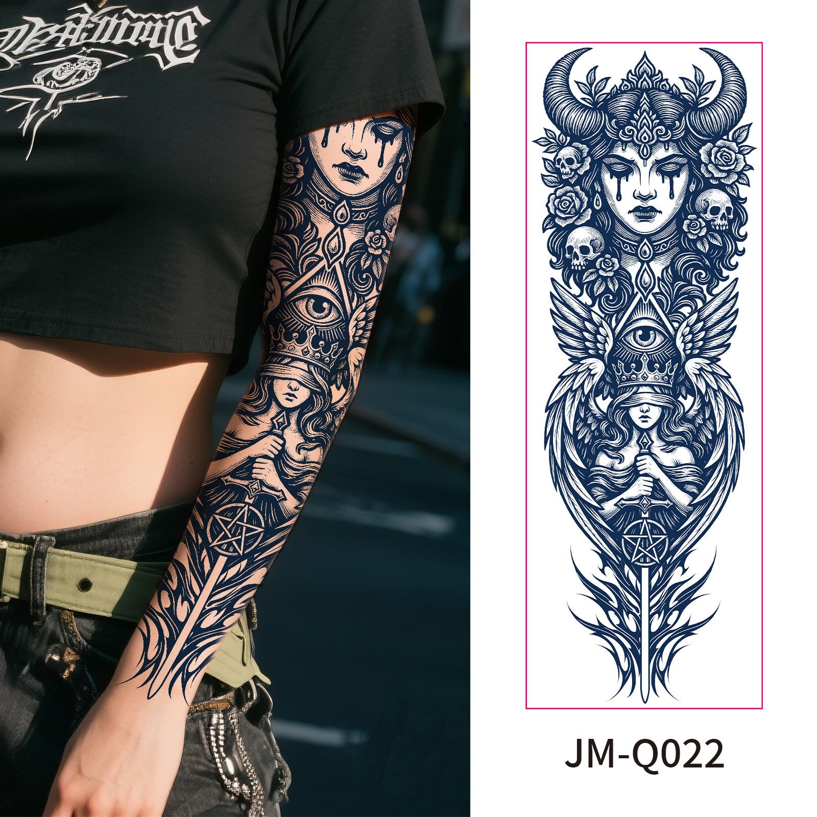 

Full Arm Sleeve Temporary Tattoos Stickers Juice Ink Lasting Semi Permanent Body Art Sexy Fake Tattoo for Halloween Men Women