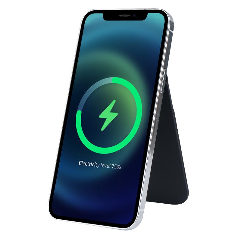 FLD-F5 3-in-1 Magnetic Wireless Charger Foldable Card Bag Mobile Phone Holder