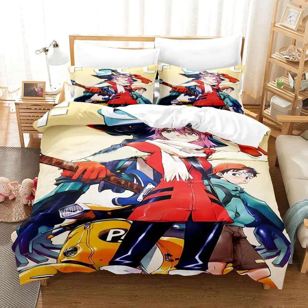 2024 FLCL Alternative Boys Bedroom Bedspread Single Twin Full Queen King Size Anime B Quilt Cover Pillowcaseed Sheet Set