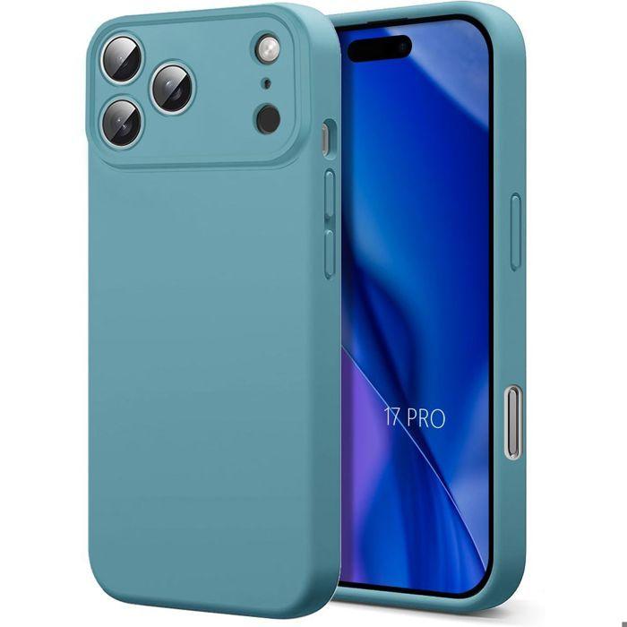 Coque de protection - BOOLING - iPhone 17 Pro - Silicone Doux - Ultra Slim - Antichoc Vert Bleu