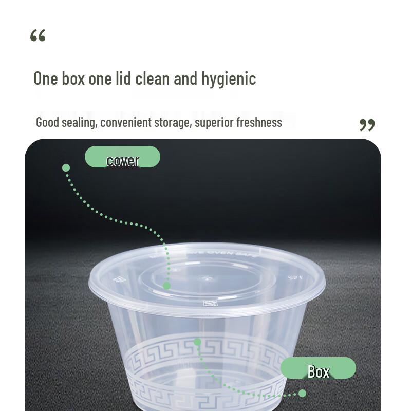 Ronghe 1000ml Transparente Runde Mikrowellengeeignete Einweg-Lebensmittelbehälter