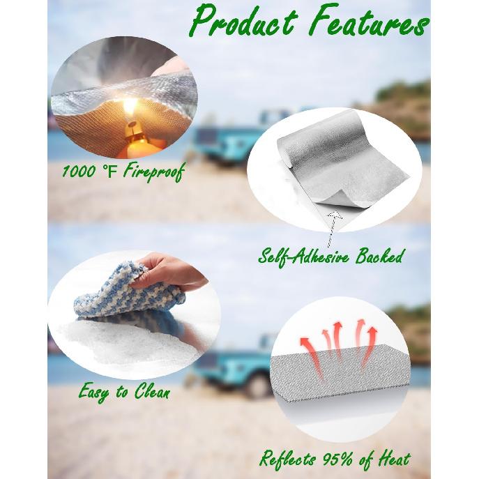 Self Adhesive Heat Shield Material - 12" X 24" Aluminum Backed Aluminized Thermal Barrier Fiberglass Ulation Reflective Material High Temp Protection