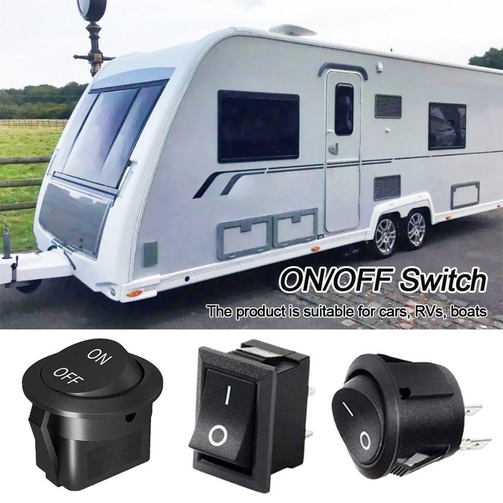 2 Pin SPST Push Button Switch ON/OFF Round Rocker Switch MINI Toggle Switch 12V 24V 20MM with Wires for Auto Car Boat RV