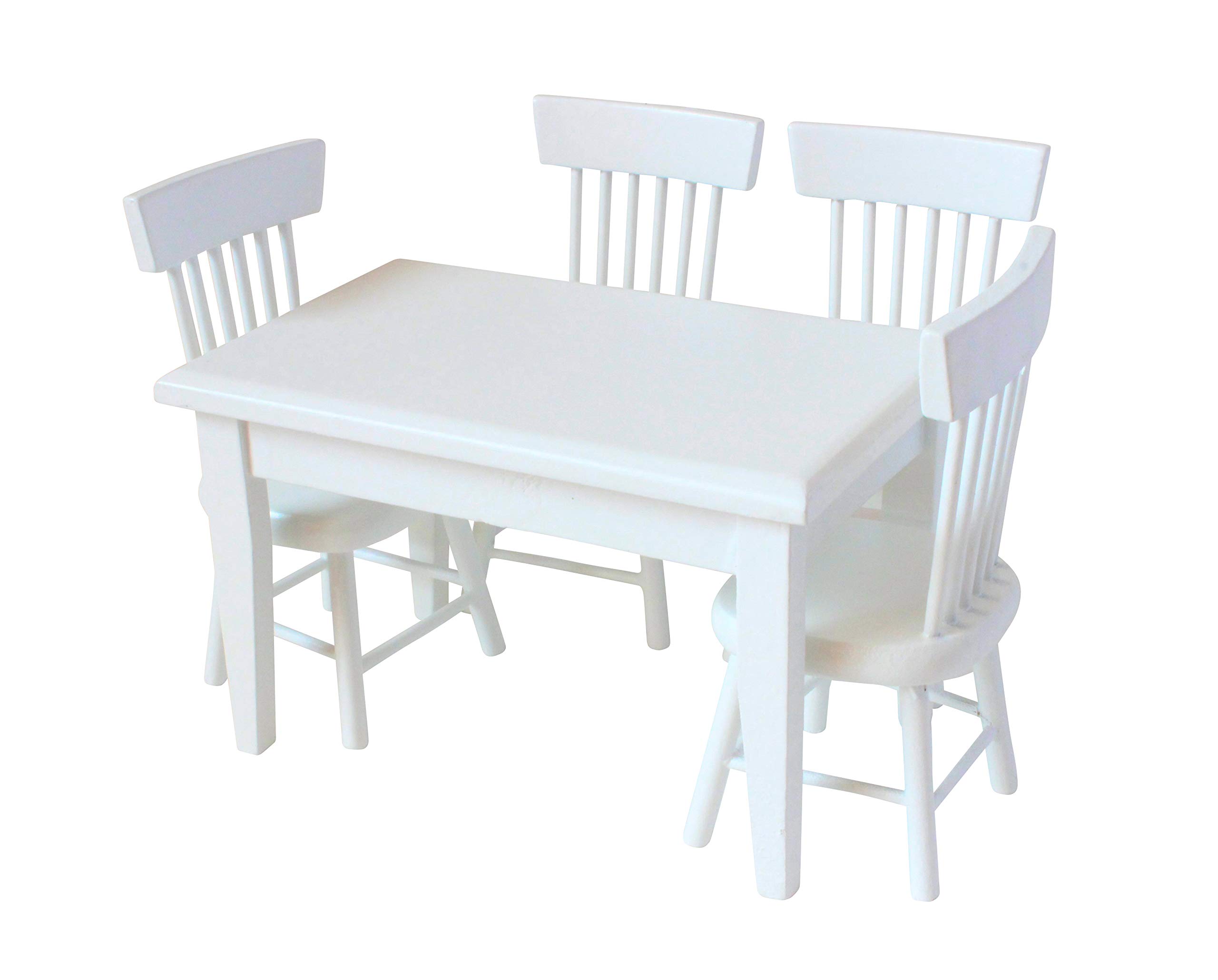 

Обеденный стол для миниатюрных кукол, набор обеденных столов из дерева, мебель, изделие, 5 предметов (белый) белый