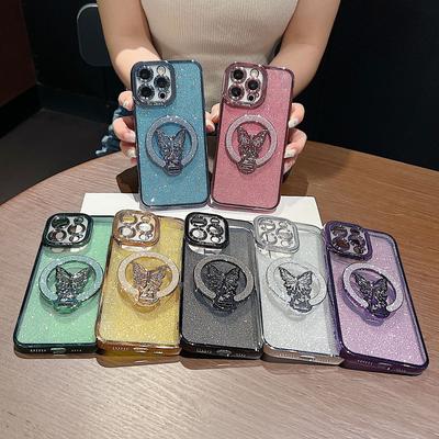 Convient pour Apple 16 Coque de téléphone papillon à paillettes électroplaqué pour les yeux, Coque de protection antichute pour IPhone15promax