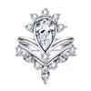 925 Sterling Silver 3 Carat Moissanite V-Shaped Engagement Ring Set, Light Luxury Women’s Wedding Band.
